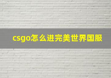 csgo怎么进完美世界国服