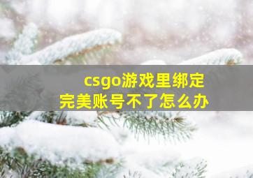 csgo游戏里绑定完美账号不了怎么办