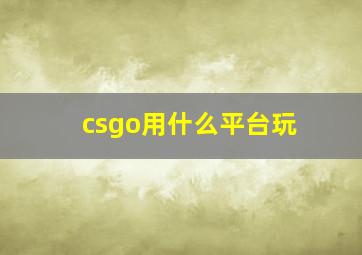 csgo用什么平台玩