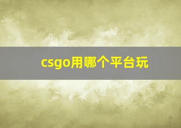 csgo用哪个平台玩