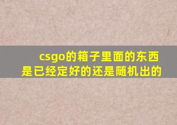 csgo的箱子里面的东西是已经定好的还是随机出的