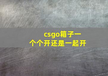 csgo箱子一个个开还是一起开