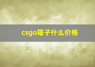 csgo箱子什么价格