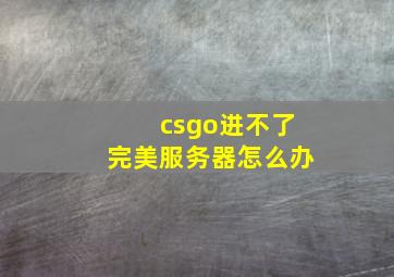 csgo进不了完美服务器怎么办