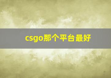 csgo那个平台最好