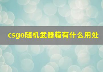 csgo随机武器箱有什么用处