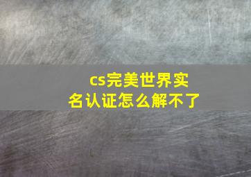 cs完美世界实名认证怎么解不了