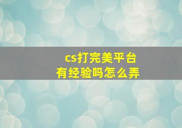 cs打完美平台有经验吗怎么弄