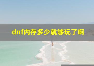 dnf内存多少就够玩了啊