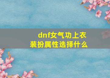 dnf女气功上衣装扮属性选择什么