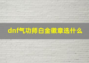 dnf气功师白金徽章选什么