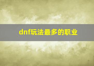 dnf玩法最多的职业