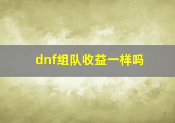 dnf组队收益一样吗