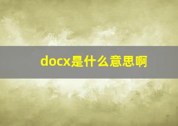 docx是什么意思啊