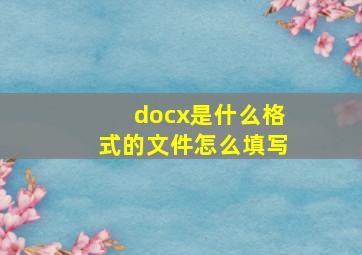 docx是什么格式的文件怎么填写