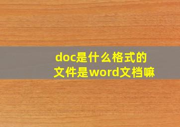 doc是什么格式的文件是word文档嘛