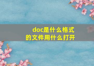 doc是什么格式的文件用什么打开