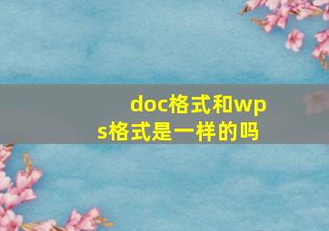 doc格式和wps格式是一样的吗