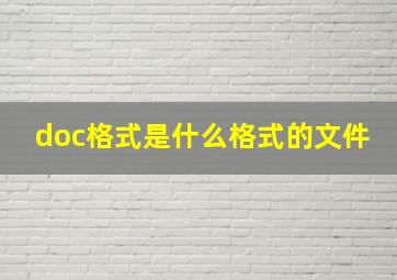 doc格式是什么格式的文件