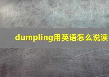 dumpling用英语怎么说读