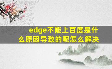 edge不能上百度是什么原因导致的呢怎么解决