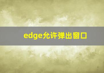 edge允许弹出窗口