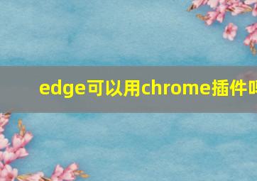 edge可以用chrome插件吗