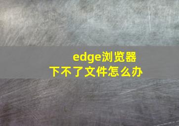 edge浏览器下不了文件怎么办