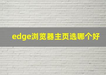 edge浏览器主页选哪个好