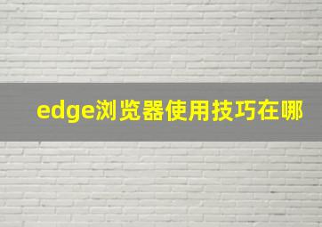 edge浏览器使用技巧在哪