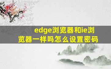 edge浏览器和ie浏览器一样吗怎么设置密码