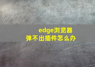 edge浏览器弹不出插件怎么办