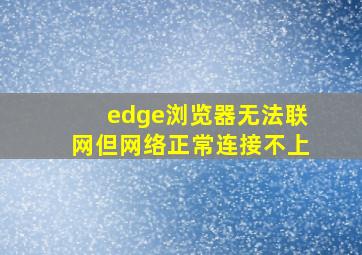 edge浏览器无法联网但网络正常连接不上