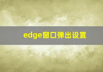 edge窗口弹出设置