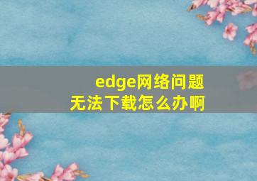 edge网络问题无法下载怎么办啊