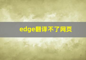 edge翻译不了网页