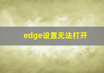 edge设置无法打开