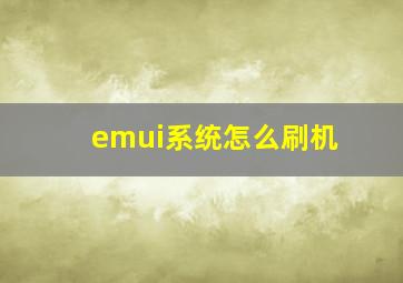 emui系统怎么刷机