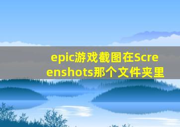 epic游戏截图在Screenshots那个文件夹里