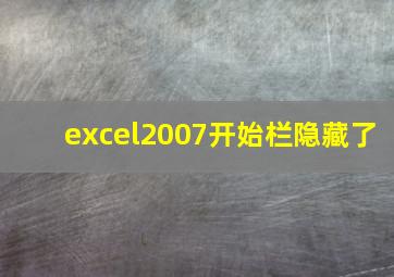 excel2007开始栏隐藏了