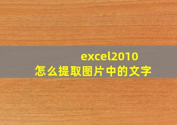 excel2010怎么提取图片中的文字