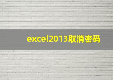 excel2013取消密码