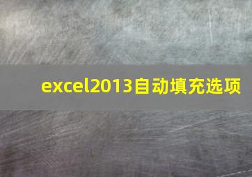 excel2013自动填充选项