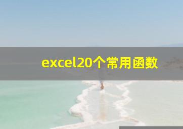 excel20个常用函数