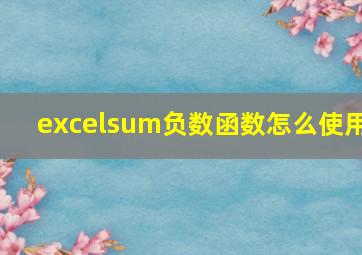 excelsum负数函数怎么使用