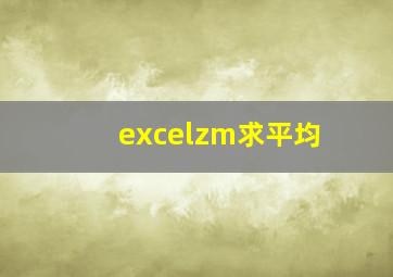 excelzm求平均