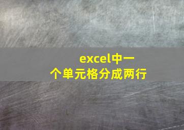 excel中一个单元格分成两行