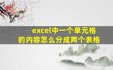 excel中一个单元格的内容怎么分成两个表格