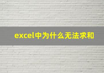 excel中为什么无法求和