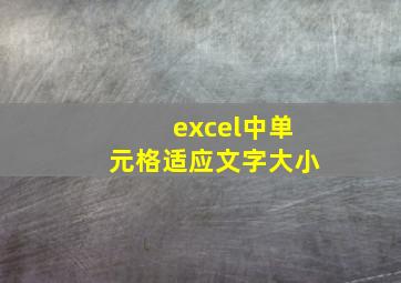 excel中单元格适应文字大小